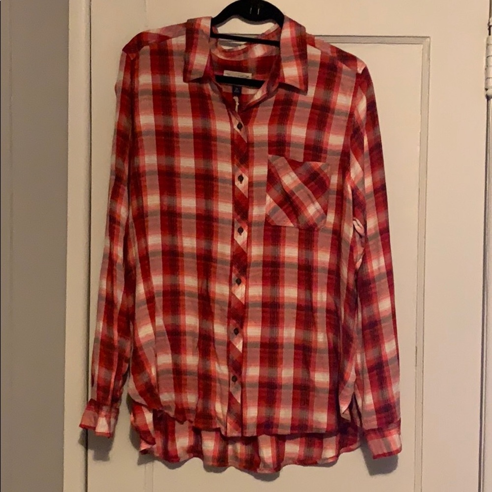 Red Plaid Button Up Shirt